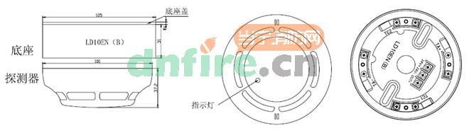 JTY-GM-LD3000EN(B)點(diǎn)型光電感煙火災(zāi)探測器結(jié)構(gòu)與安裝尺寸圖