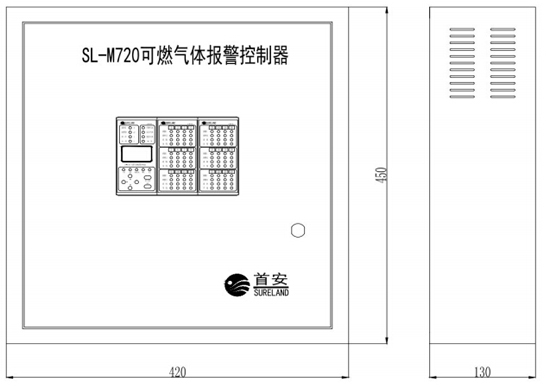 SL-M720可燃氣體報警控制器外形尺寸圖
