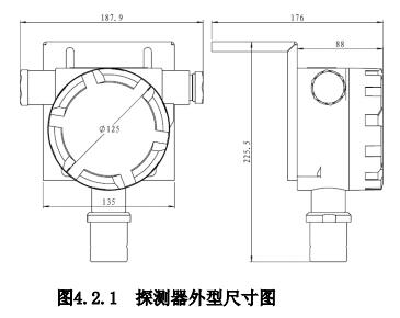 JTQ-CH281Ex可燃?xì)怏w探測(cè)器外形尺寸圖