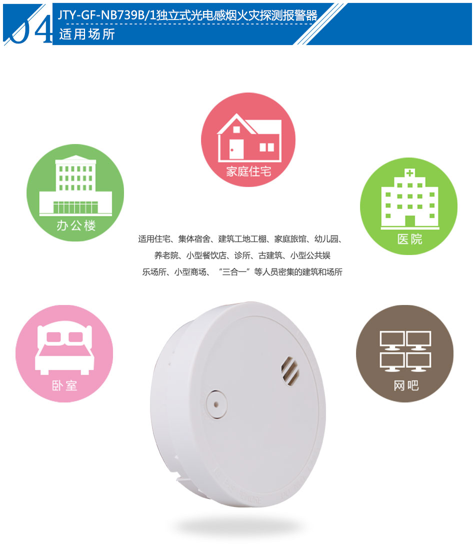 JTY-GF-NB739B/1獨(dú)立式光電感煙火災(zāi)探測(cè)報(bào)警器產(chǎn)品應(yīng)用場(chǎng)所