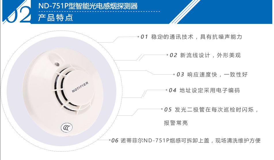 ND-751P型智能光電感煙探測器特點