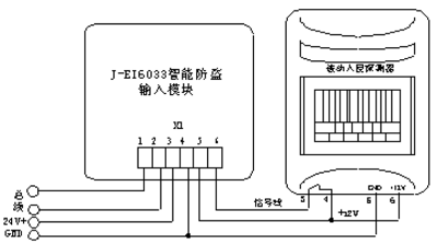 J-EI6033智能防盜探測(cè)器接口安裝接線