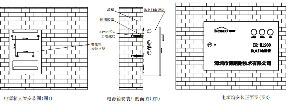 BR-M1280防火門電源箱結構尺寸
