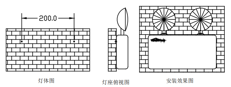 BR-ZFJC-E1W-1B3壁掛應(yīng)急照明燈安裝示意圖