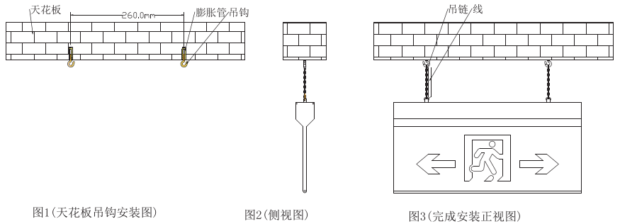 應(yīng)急照明疏散標志指示燈-拉絲鋁吊裝