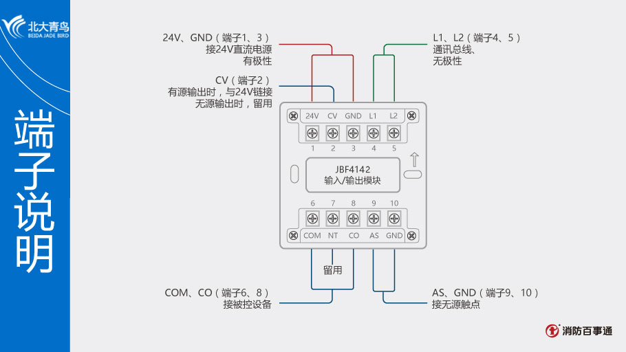 青鳥(niǎo)消防JBF4142輸入/輸出模塊接線(xiàn)圖