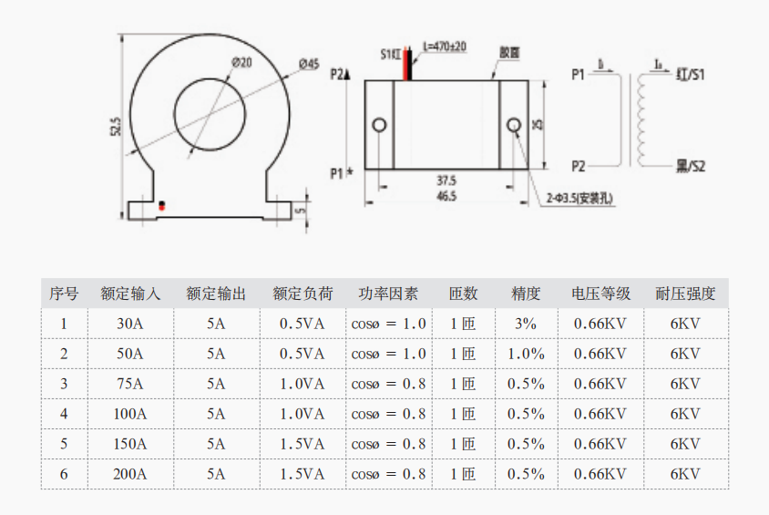 BZCT20AL穿心式電流互感器