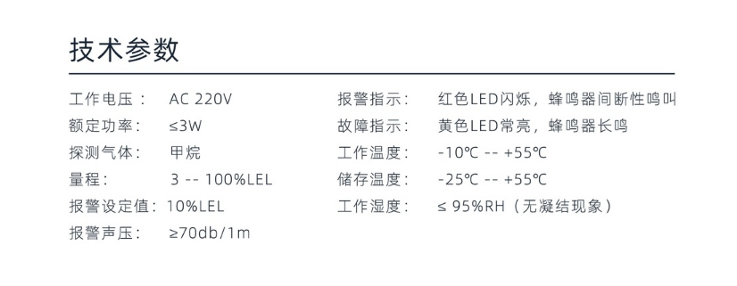 GT-721M-NB工業(yè)及商用點(diǎn)型燃?xì)馓綔y(cè)器技術(shù)參數(shù)