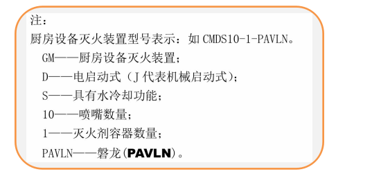 CMDS10-1-PAVLN廚房設備滅火裝置命名規(guī)則