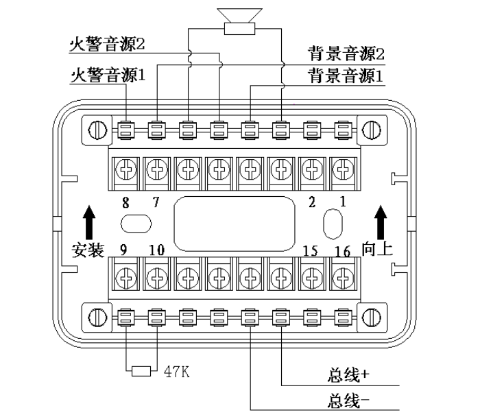 KM8303模塊與控制器配接控制廣播輸出接線示意圖