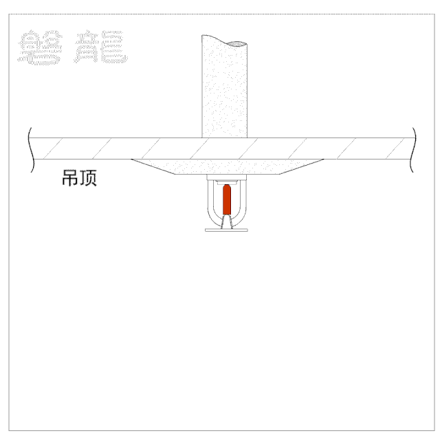 下垂型噴頭滅火動(dòng)作示意圖