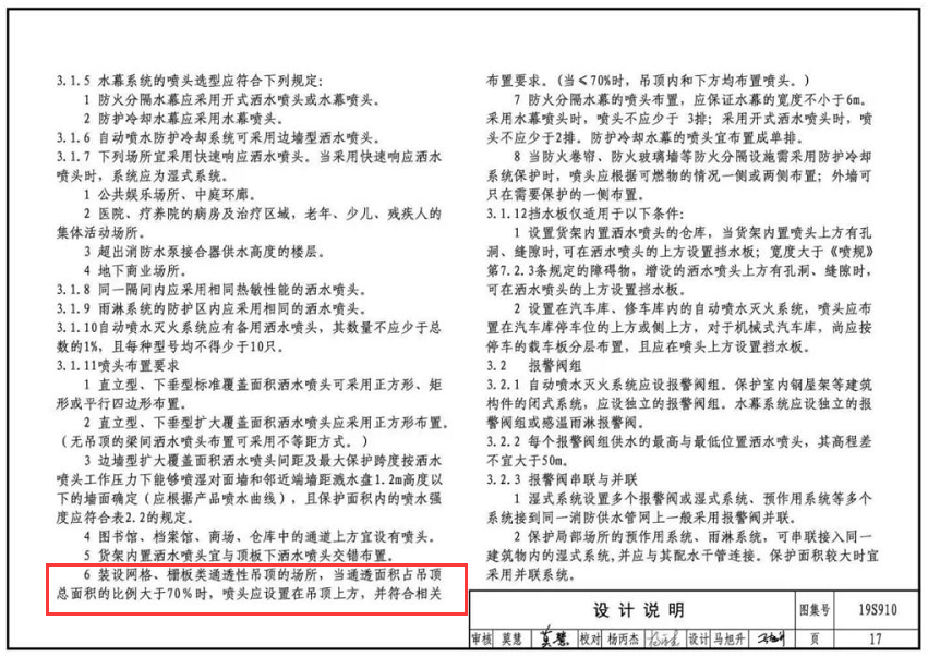 網(wǎng)格、柵板類通透性吊頂，灑水噴頭上噴下噴如何做