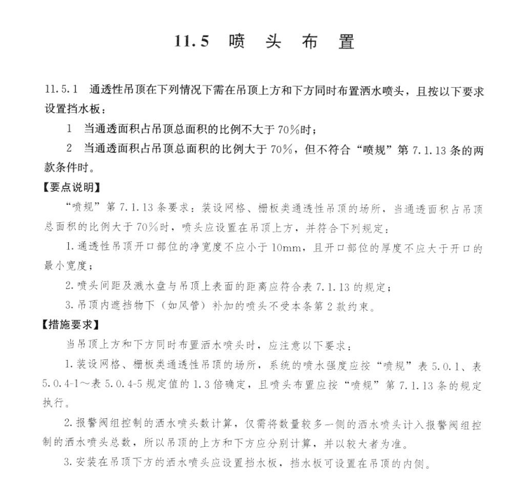 網(wǎng)格、柵板類通透性吊頂，灑水噴頭上噴下噴如何做