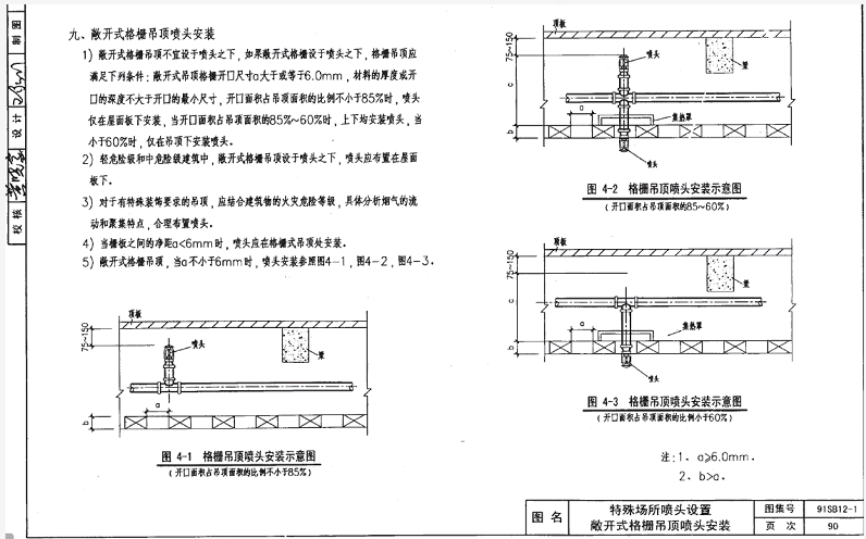 網(wǎng)格、柵板類通透性吊頂，灑水噴頭上噴下噴如何做