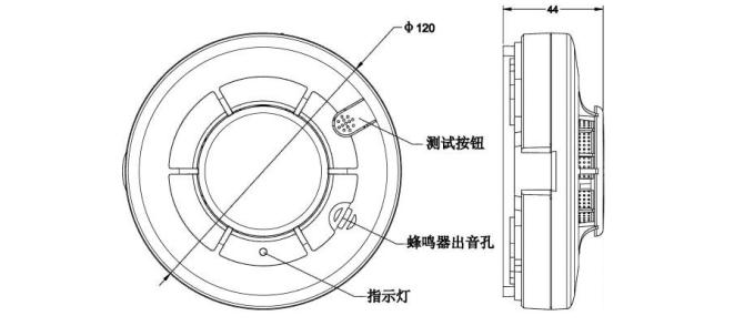 JTY-GD-H362獨立式光電感煙火災(zāi)探測報警器結(jié)構(gòu)示意圖