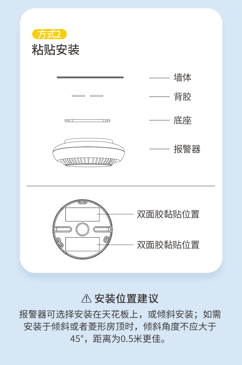 JTY-GF-WSH6101獨(dú)立式光電感煙火災(zāi)探測(cè)報(bào)警器安裝方式2