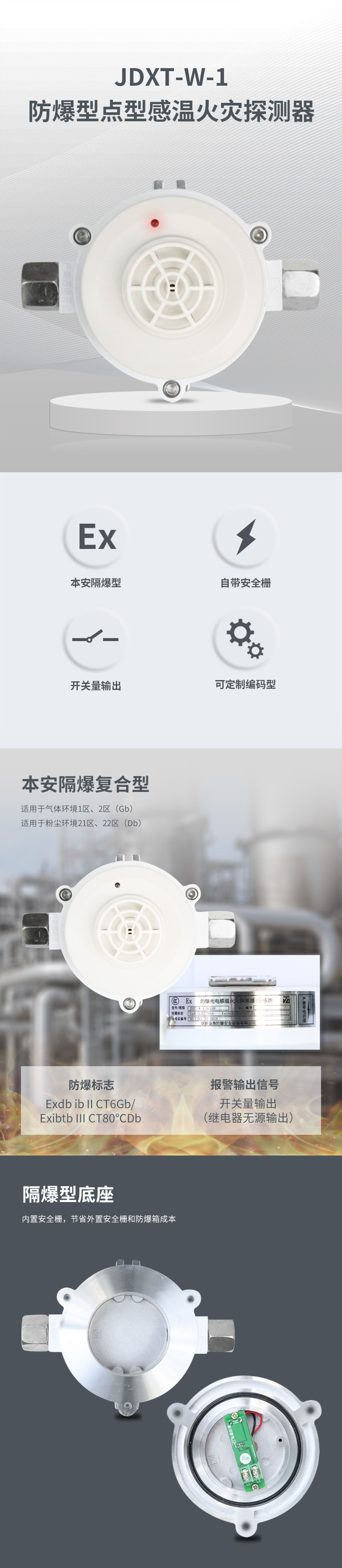 JDXT-W-1防爆型點(diǎn)型感溫火災(zāi)探測(cè)器1