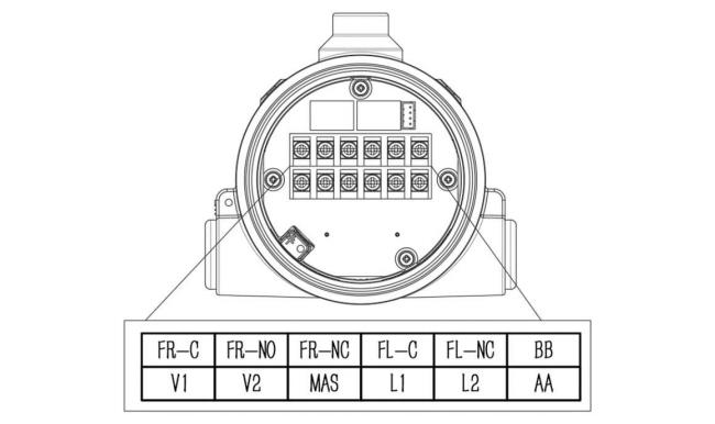 JTG-U-JBF4386C-IR2U-Ex點型紅紫外復(fù)合火焰探測器接線端子圖