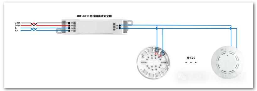 JTY-GD-JBF5100C-Ex點(diǎn)型光電感煙火災(zāi)探測器接線圖
