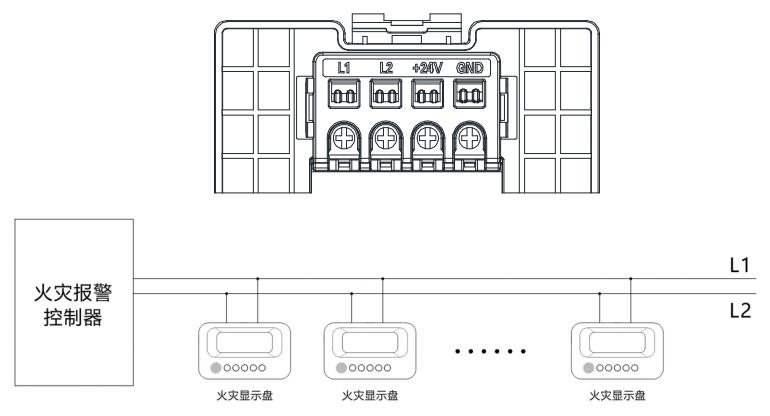 JB-FSD-A82型火災(zāi)顯示盤(pán)接線圖