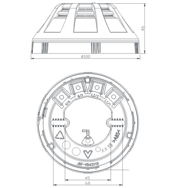 JTY-GD-JBF5100A點(diǎn)型光電感煙火災(zāi)探測(cè)器外形尺寸圖