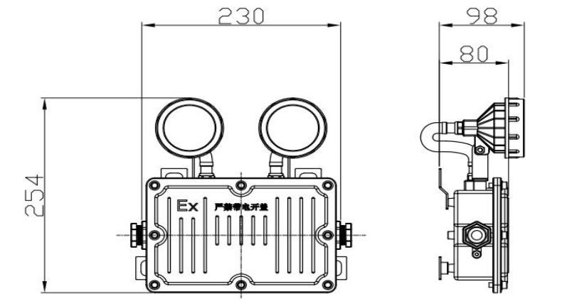 J-ZFJC-E3W-16B3-Ex集中電源集中控制型消防應(yīng)急照明燈具外觀尺寸