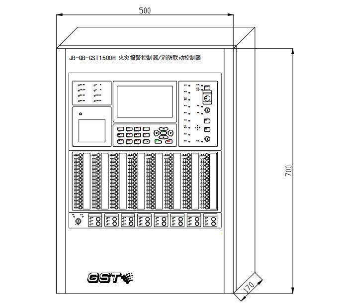 JB-QB-GST1500H火災(zāi)報警控制器（聯(lián)動型） 高能消防主機外形尺寸