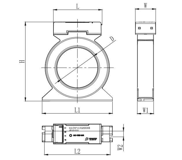 JBF62E-100組合式電氣火災(zāi)監(jiān)控探測(cè)器外形尺寸