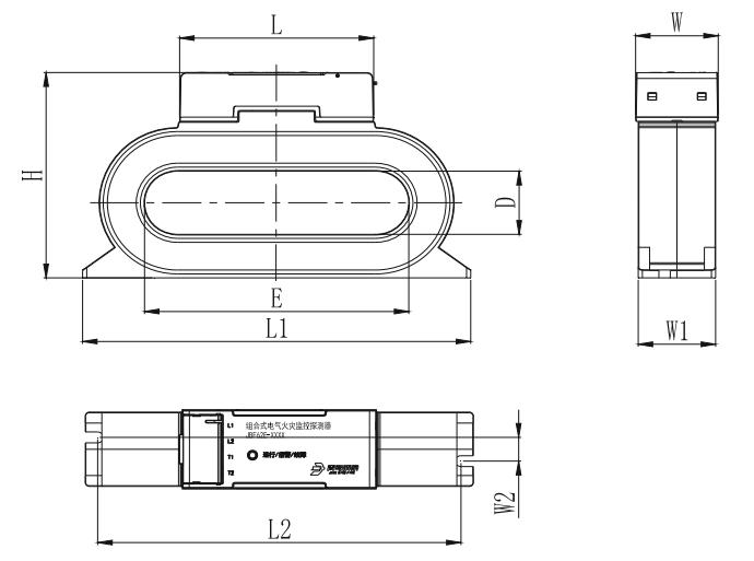 JBF62E-100C組合式電氣火災(zāi)監(jiān)控探測(cè)器外形尺寸