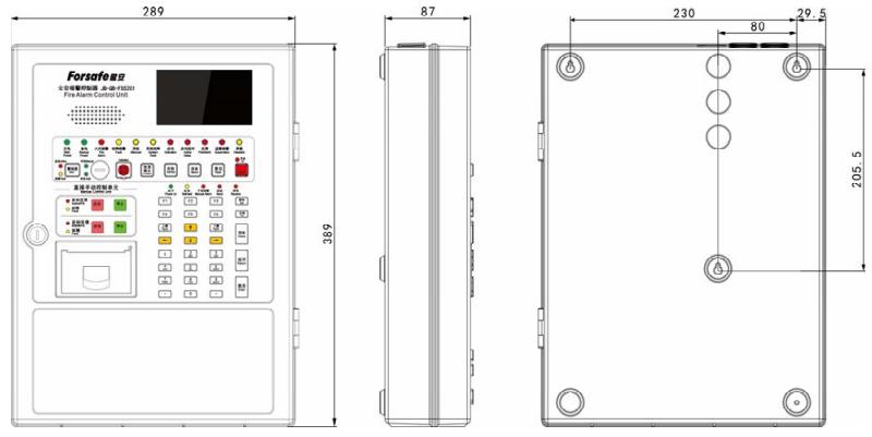 JB-QB-FS5201型火災(zāi)報(bào)警控制器外形尺寸