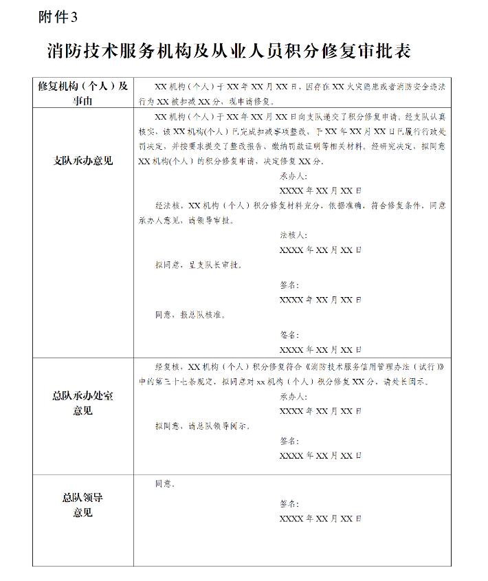 消防技術(shù)服務(wù)機(jī)構(gòu)及從業(yè)人員積分修復(fù)審批表